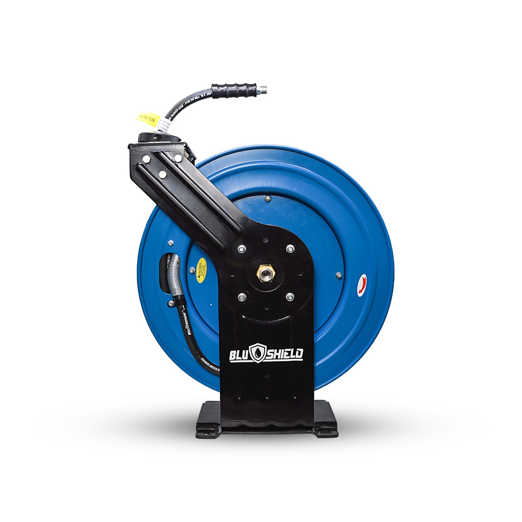 Blushield Rubber Pressure Washer Reel dual arm 10mm x 30mtr outlet 3/8" M-BSP & reel inlet 3/8" M-BSP