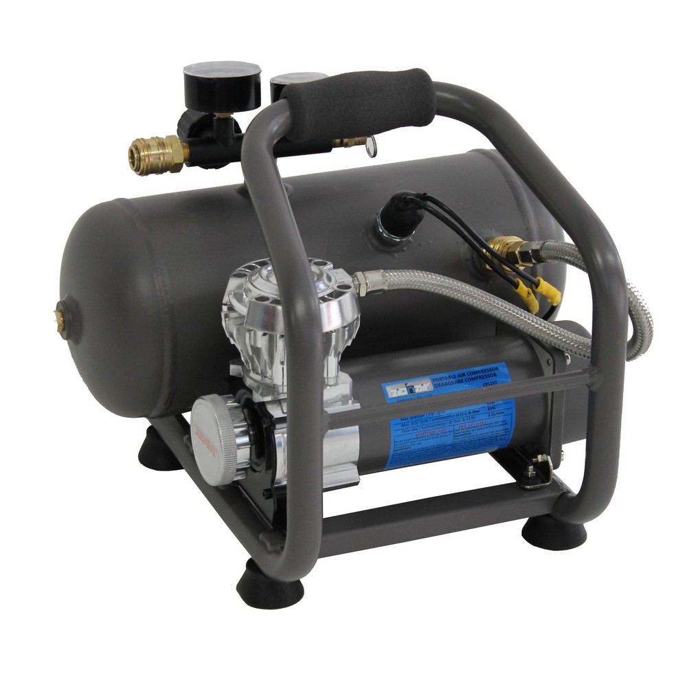 Portable air compressor with tank