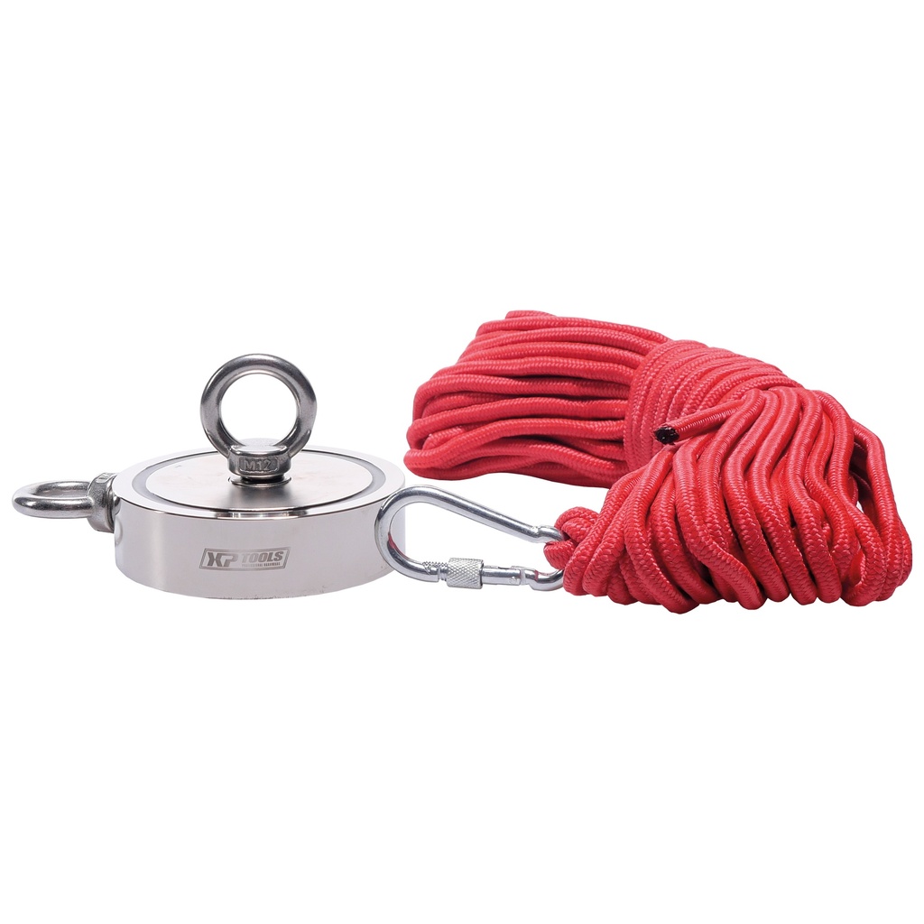 Fishing magnet 450kg including rope, hook and box