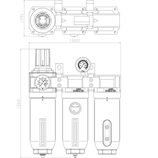 3-Stage air filter dryer system 1/2" 