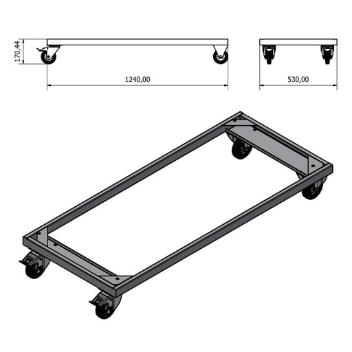 Frame for mobile workbench 124cm double