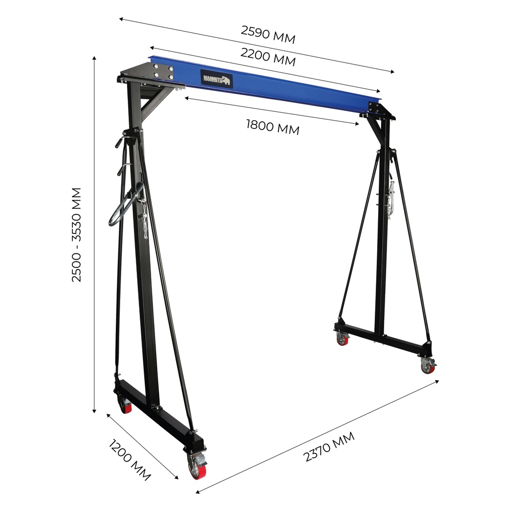 Mammuth mobile gantry crane 1 ton set – manual chain hoist