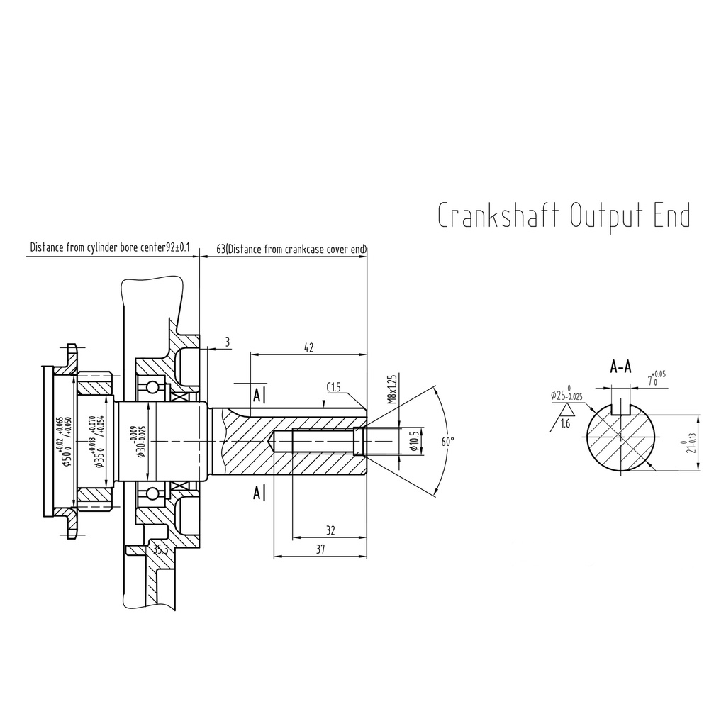 Gasoline engine E-start 9pk shaft size 25,4mm