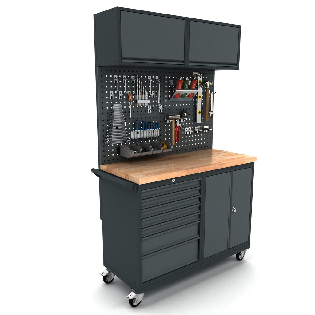 Workbench mobile 2 door 7 drawer cabinet incl. back panel and top cabinet EXPERT
