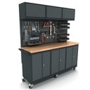 Verrijdbare werkbank 3x 2 deuren kast incl. gereedschapswand en bovenkast EXPERT
