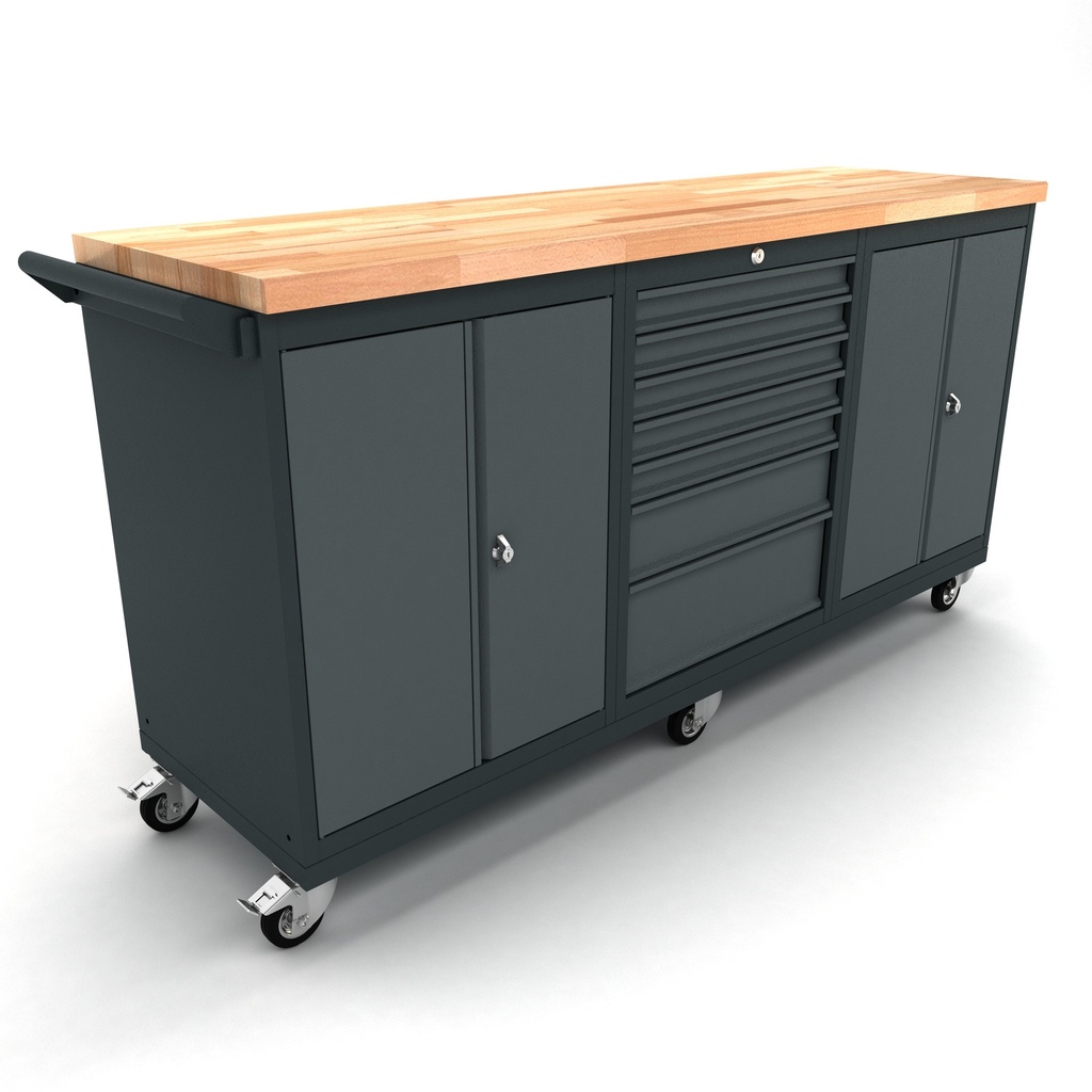 Établi mobile 2x 2 portes 7 tiroirs EXPERT