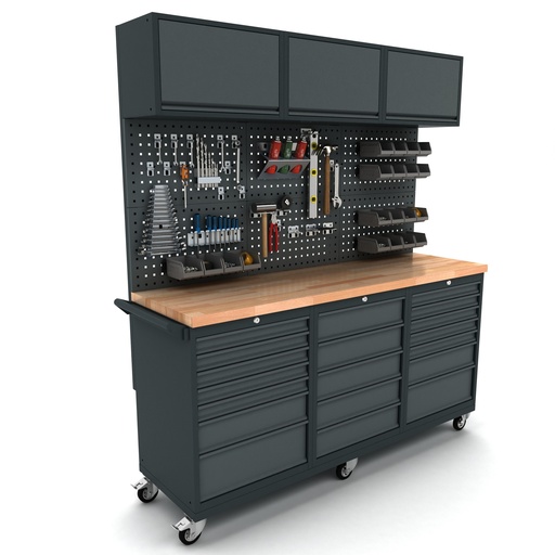 [WBG186M21] Workbench mobile 2x 7 and 1x 5 drawers cabinet incl. back panel and top cabinet EXPERT