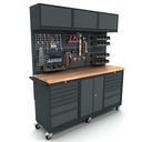 Verrijdbare werkbank 2 deuren 2x7 laden kast incl. gereedschapswand en bovenkast EXPERT
