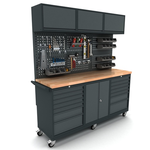 [WBG186M30] Workbench mobile 2 doors 2x7 drawers cabinet incl. back panel and top cabinet EXPERT