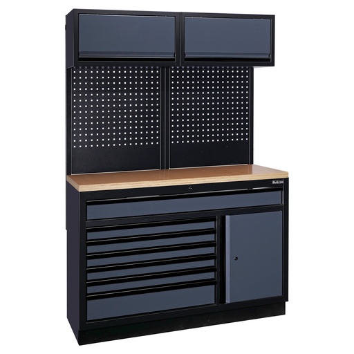 Bullram workbench with wooden top and LED light
