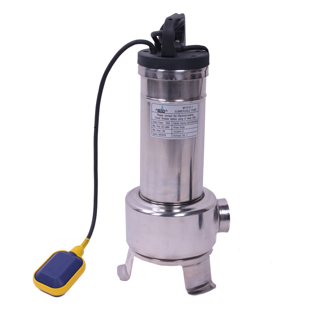 Submersible single vane pump stainless steel with float switch 0.75kW 230V