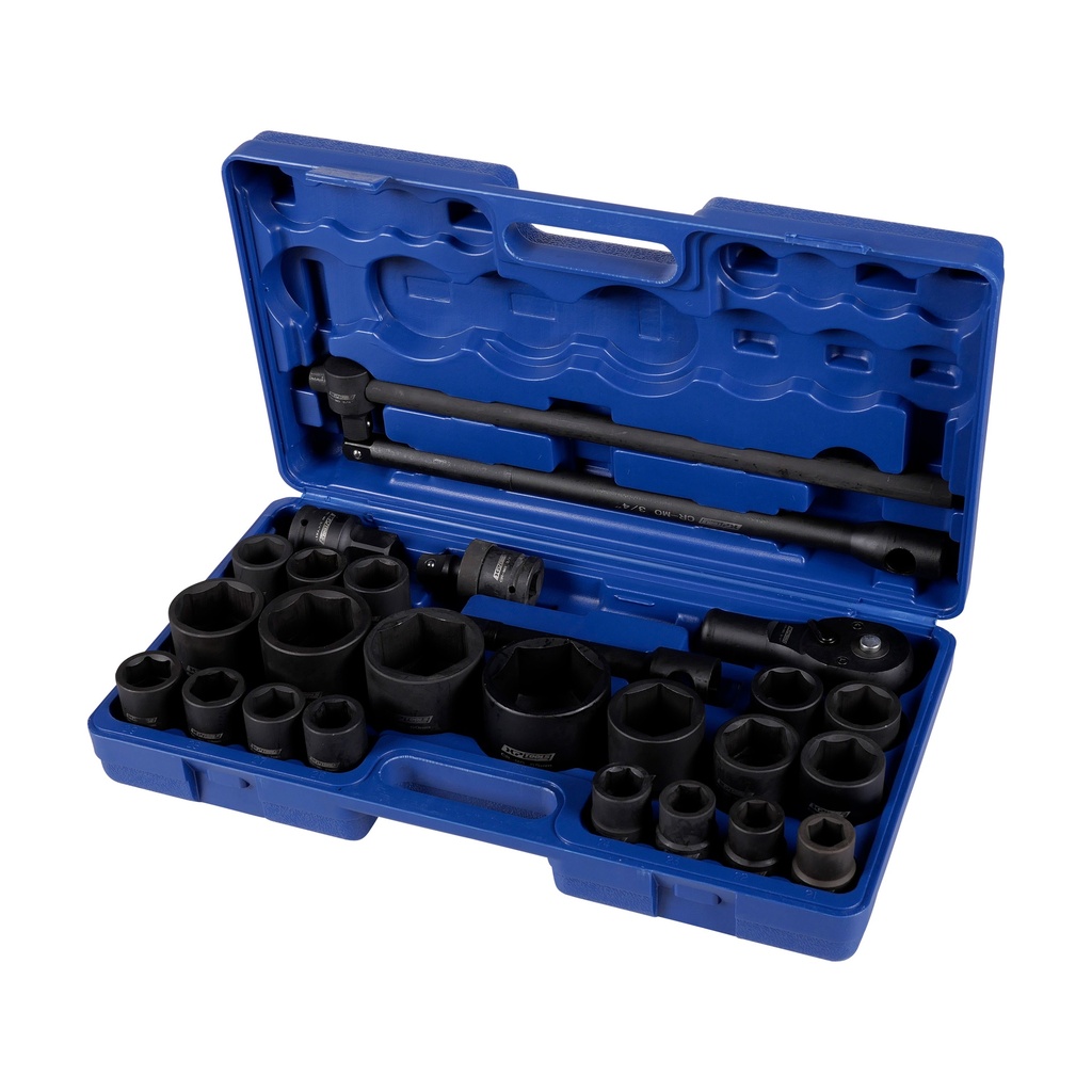 Socket wrench set impact 3/4'' and 1'' 26 pieces metric