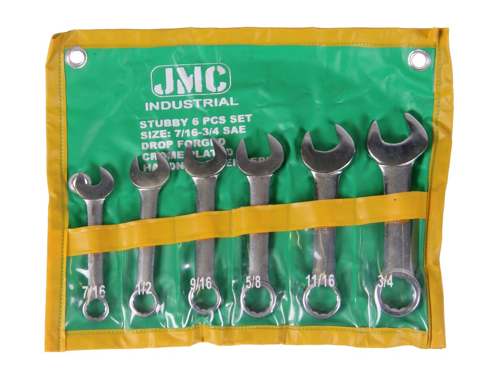 Combination wrench set stubby sae 6 pieces