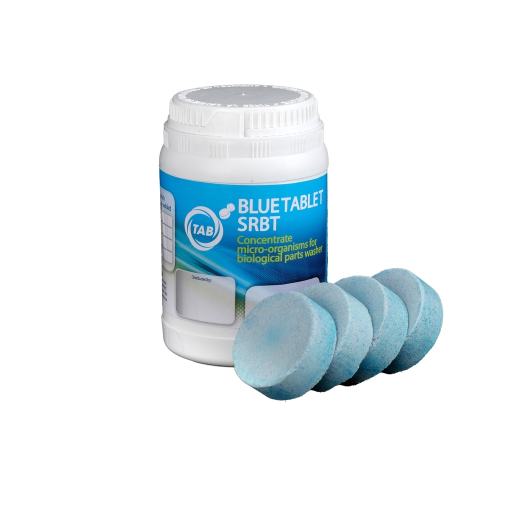 Bluetablet for biological parts washer