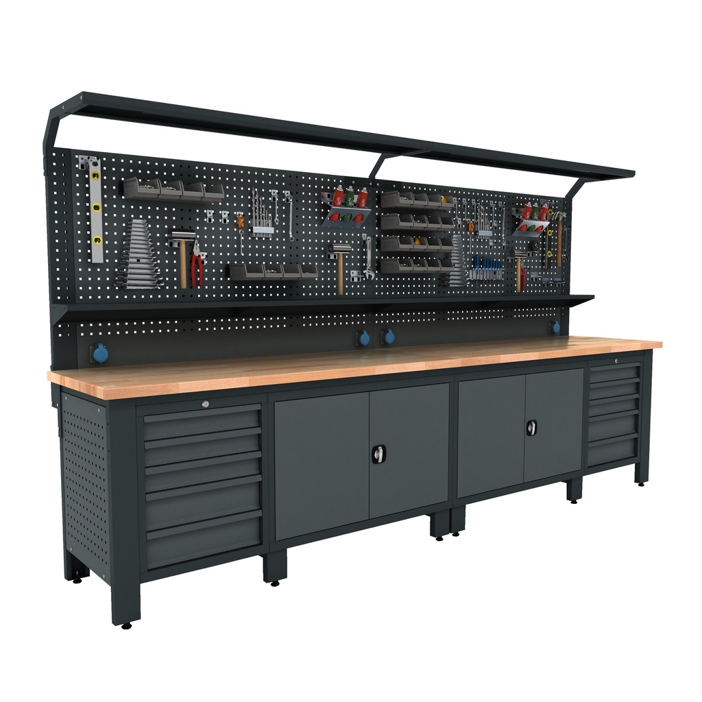 Industrial workbench (fixed cabinets)