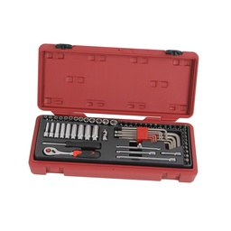 [910001B] Socket wrench set 1/4" 62 pieces professional