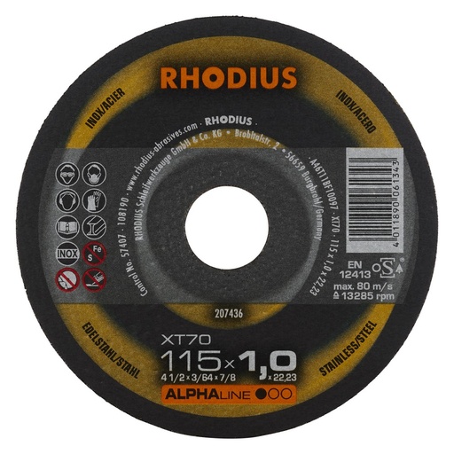 [208225] Doorslijpschijf XT70 115 x 1,0 x 22,23mm 10 stuks