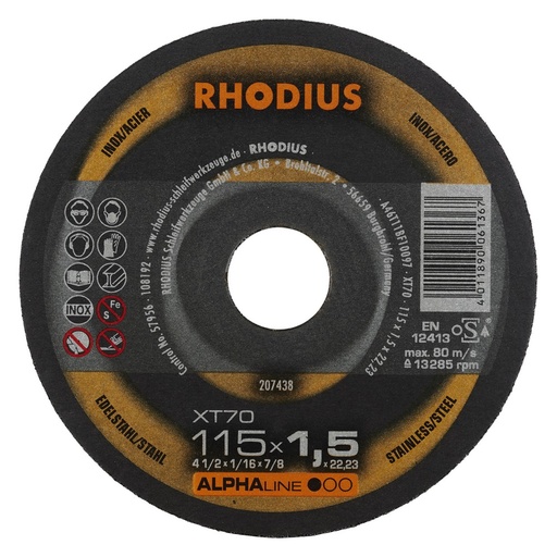 [207438] Cut-off wheel XT70 115 x 1,5 x 22,23mm 10 pieces