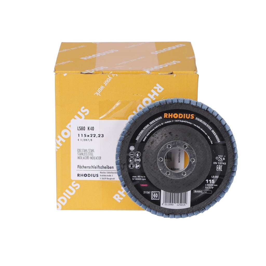 Flap disc V conical LS80 115 x 22,23mm K40 10 pieces Valkenpower