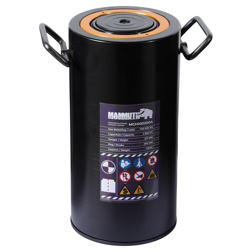 [MCH100200A] Mammuth aluminium hydraulic cylinder 100 ton stroke 200 mm